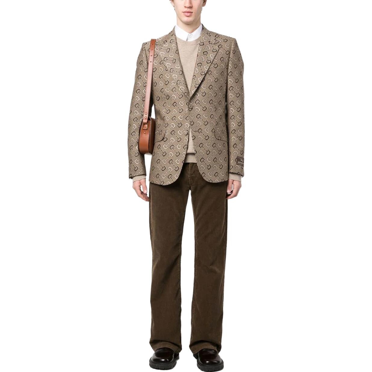 Деловой костюм Gucci мужской, светло-коричневый, коричневый — фото 2