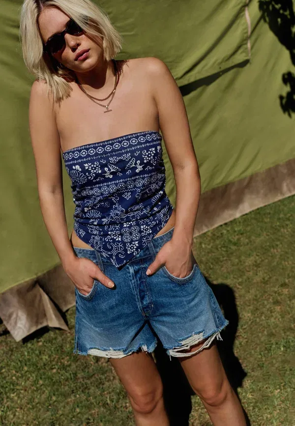 Топ Regular fit bandeau boobtube scarf top Next, сине-белый