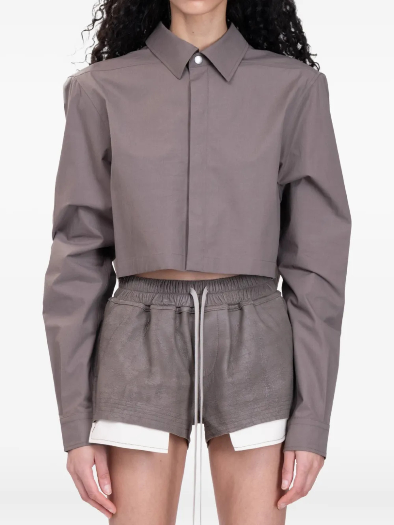

Rick Owens укороченная куртка-рубашка, коричневый