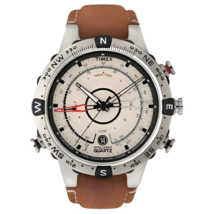 

TIMEX Часы Expedition Collection Adventurer Wrist Watch Quartz Movement Leather Strap 45mm White Dial Men's Watch, Coffee