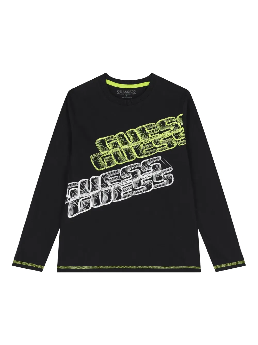 Футболка с длинными рукавами и принтом логотипа Guess Kids, черный