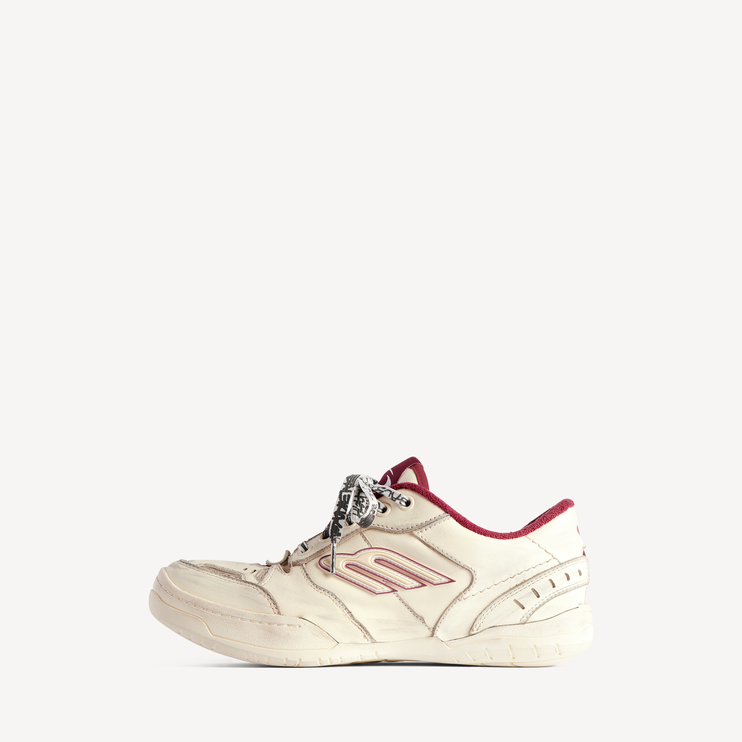 Женские кроссовки hamptons medium с эффектом поношенности, бело-красные BALENCIAGA, красный/молочно-белый — фото 4
