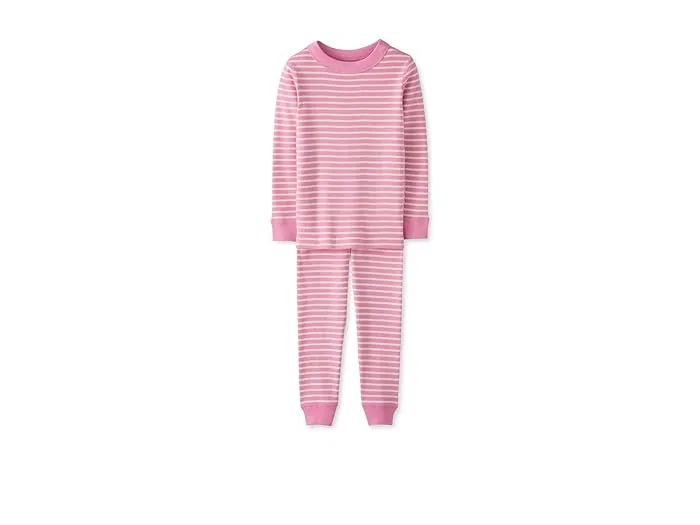 Пижама длинная в полоску модель Striped Long John Hanna Andersson, Limestone/Ecru
