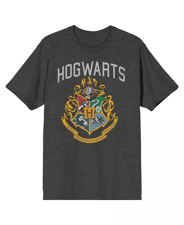 

Мужская футболка с гербом Хогвартса, цвет угольный вереск, размер XXL Harry Potter, серый