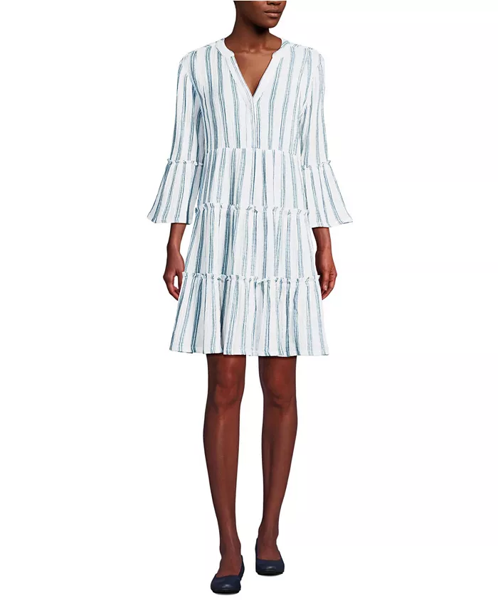 

Женское газовое многоярусное платье Lands' End, синий