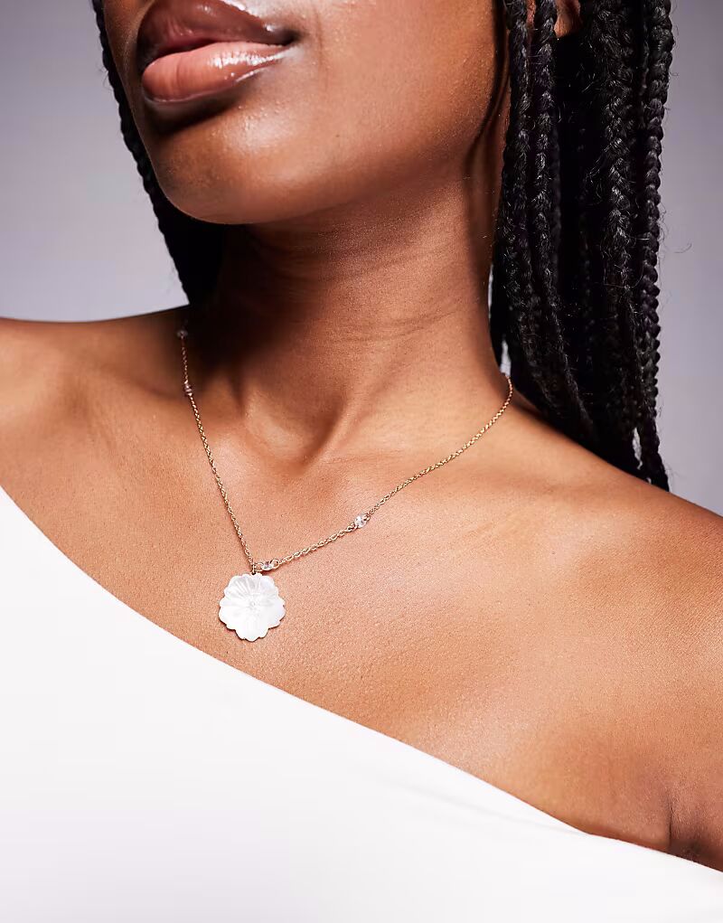 

Ожерелье с подвеской в виде цветка магнолии из жемчуга Aldo, бледно-голубой