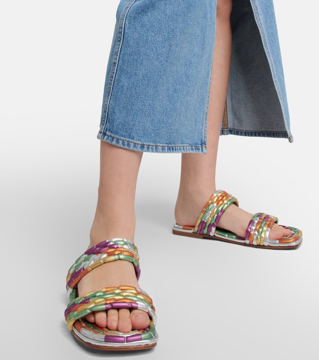 Сандалии из металлизированной кожи Dries Van Noten, серебряный — фото 4