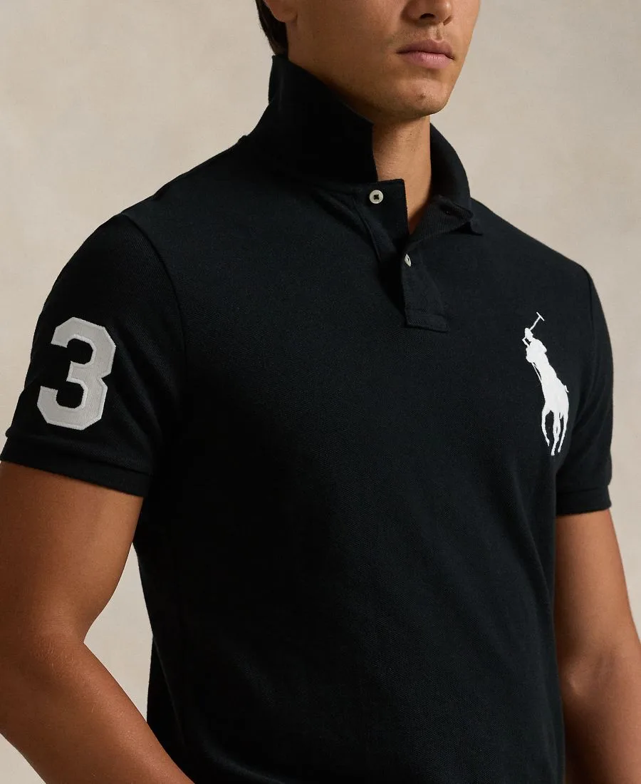 Мужская поло-рубашка Big Pony Custom Slim Fit из сетчатой ткани, стандартного и большого размера Polo Ralph Lauren, polo черный — фото 3