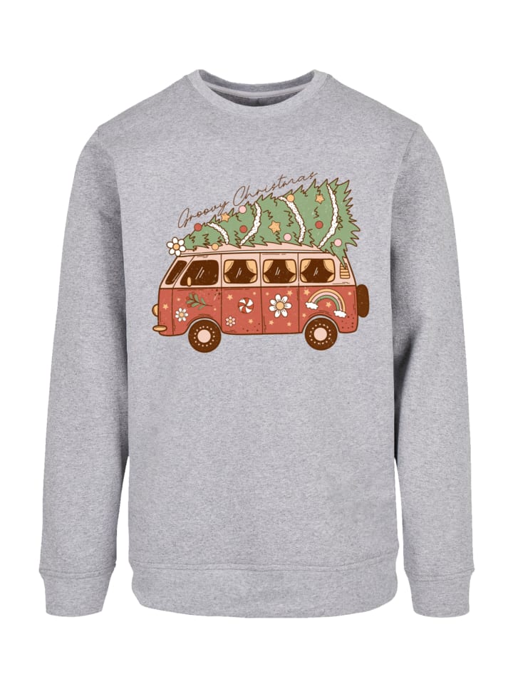 

Толстовка Groovy Christmas Camper Van в цвете серый меланж F4NT4STIC