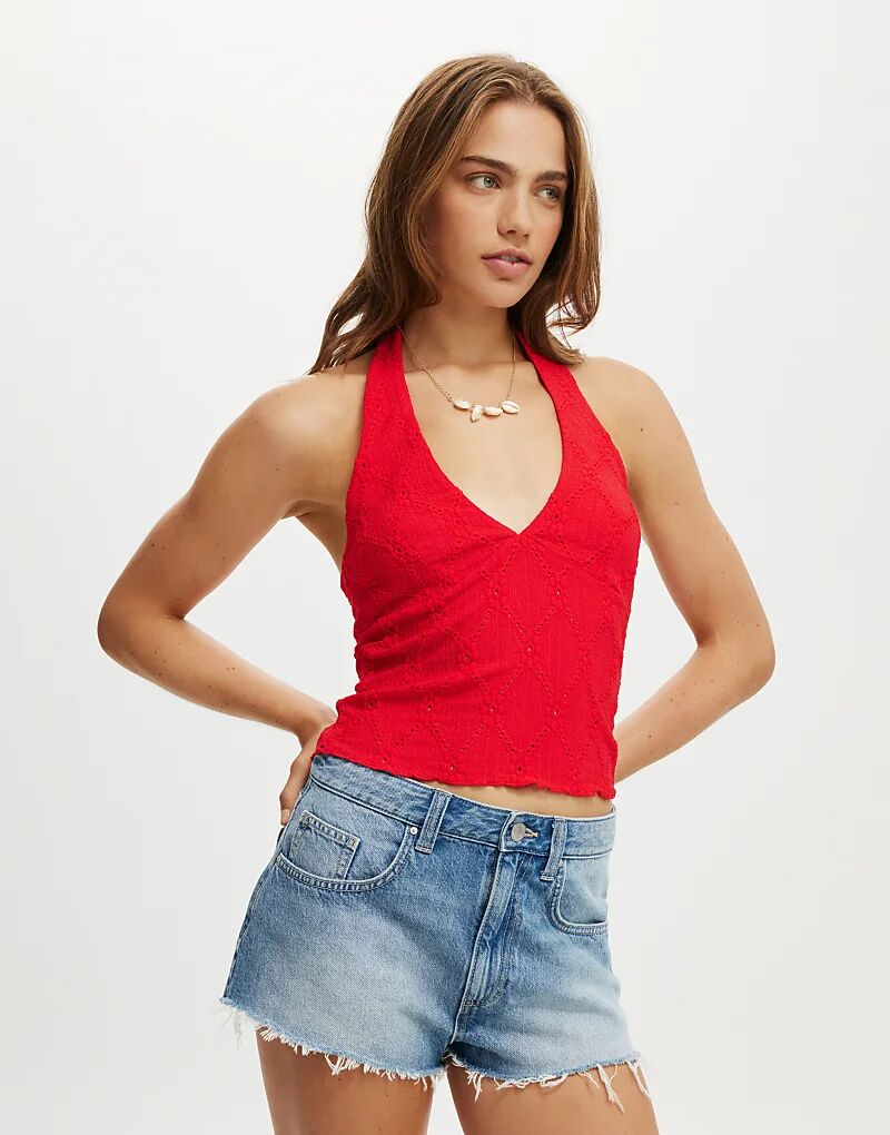 

Фактурный топ-халтер Cotton On Kaia красного цвета Cotton:On
