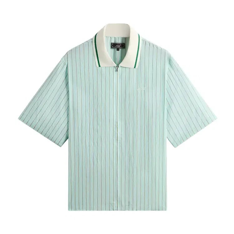 Полосатая рубашка Kith Striped Poplin Thompson Zip Front Shirt, синий