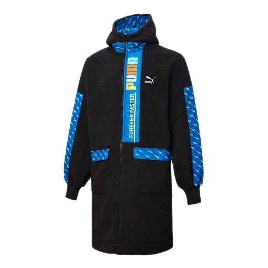 

Куртка long fleece jacket 'blue black' Puma, синий