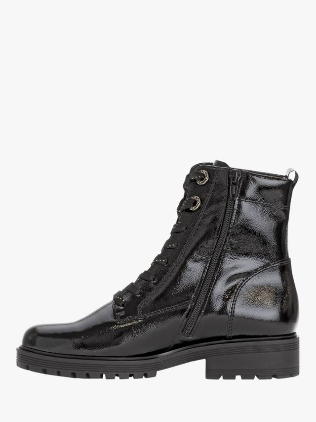 Яркие кожаные байкерские ботинки широкого покроя Gabor, цвет Black Patent — фото 4