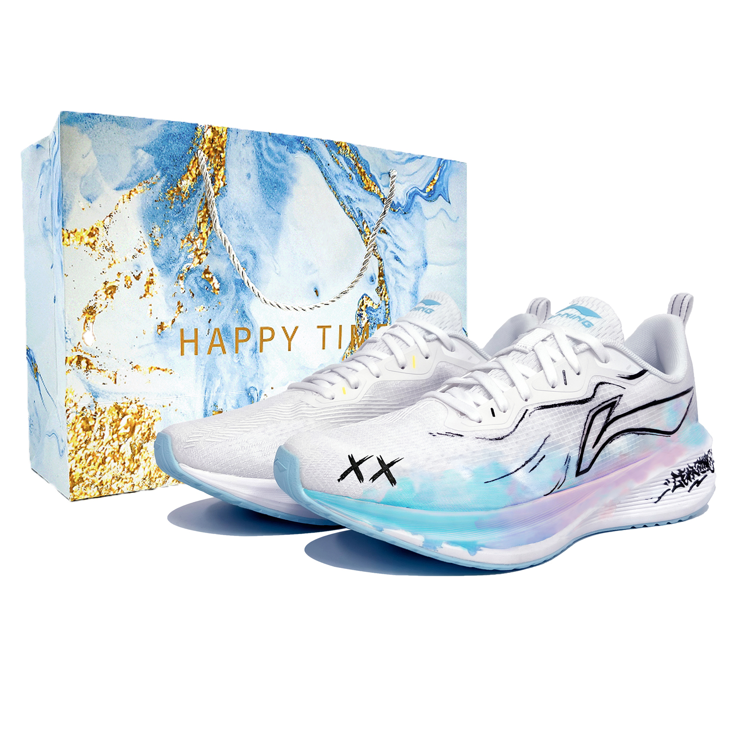 

Мужские низкие повседневные беговые кроссовки Li Ning Wuyue с амортизацией и износостойкостью., белый