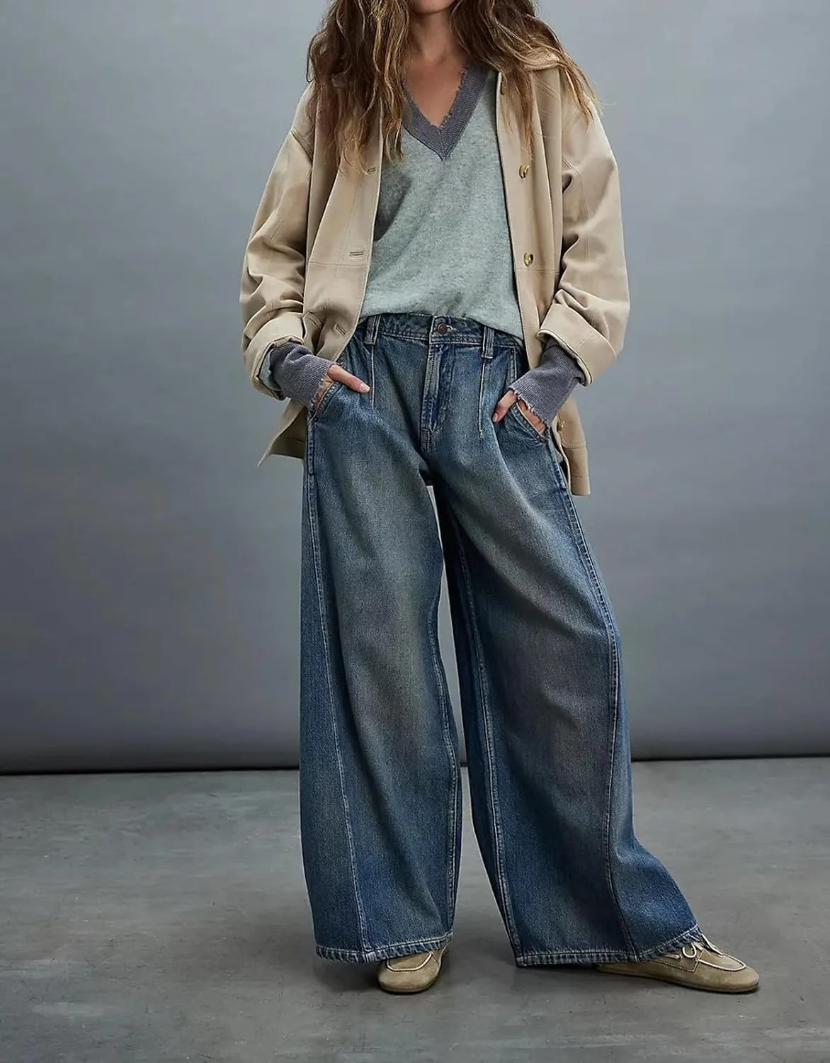 Женские джинсы Mid Rise Baggy Wide Leg Vintage Washed — фото 2