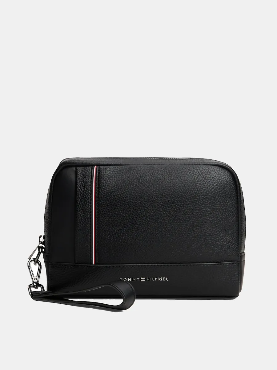 

Черная косметичка с текстурой и флагом Tommy Hilfiger