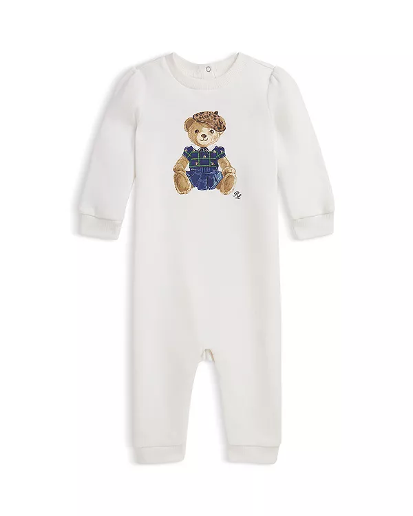 

Флисовый комбинезон Polo для девочек с изображением медведя - для малышек Ralph Lauren, белый