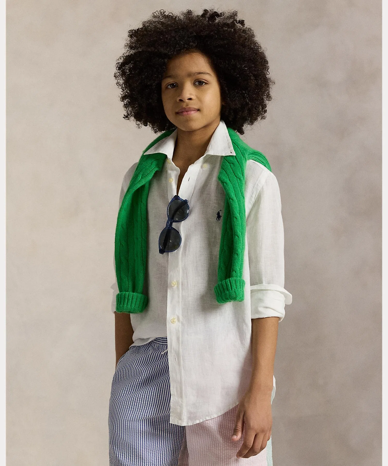 Детская льняная рубашка POLO RALPH LAUREN CHILDRENSWEAR белая