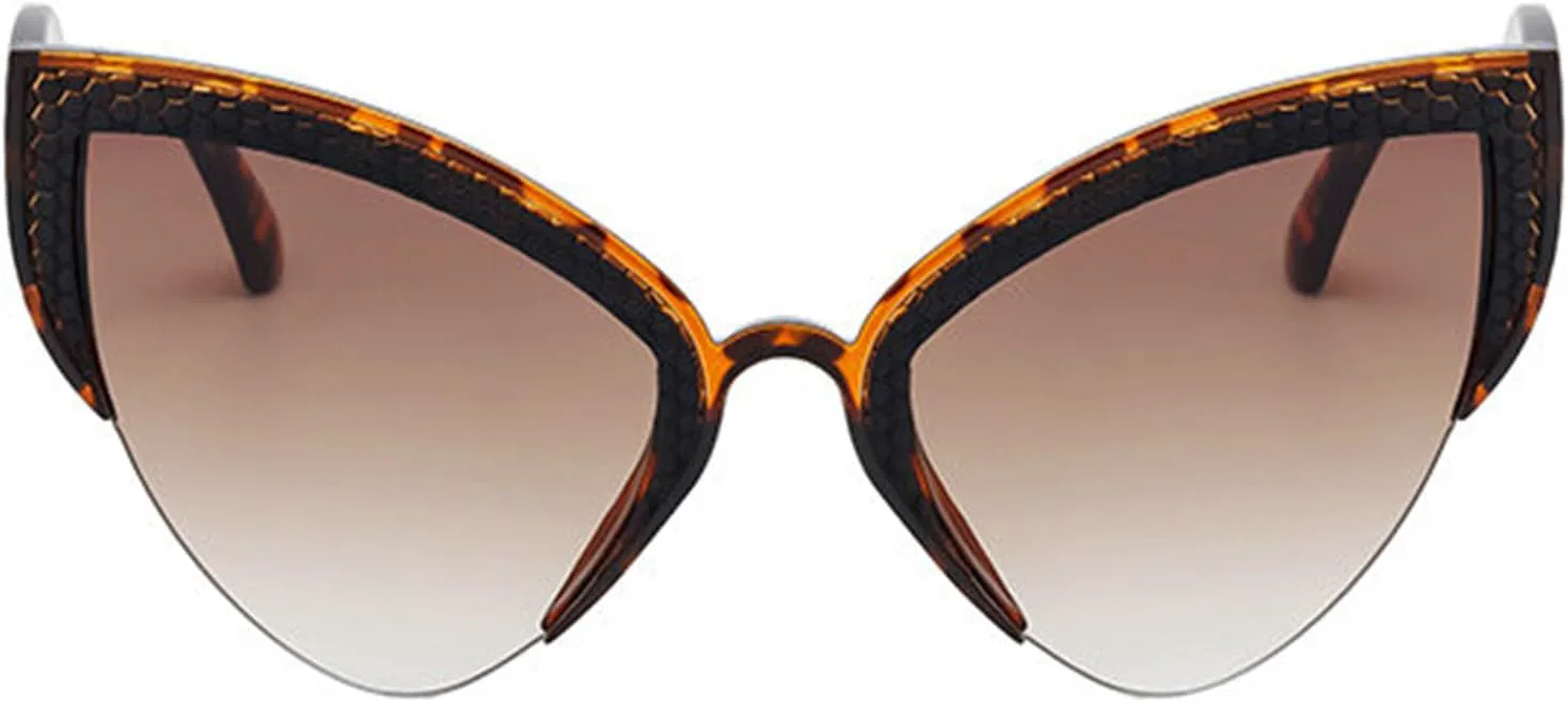 

Солнцезащитные очки Willochra Y2k «Кошачий глаз» для женщин, роскошные винтажные полуободковые солнцезащитные очки в стиле ретро с защитой от УФ-излучения UV400, C2