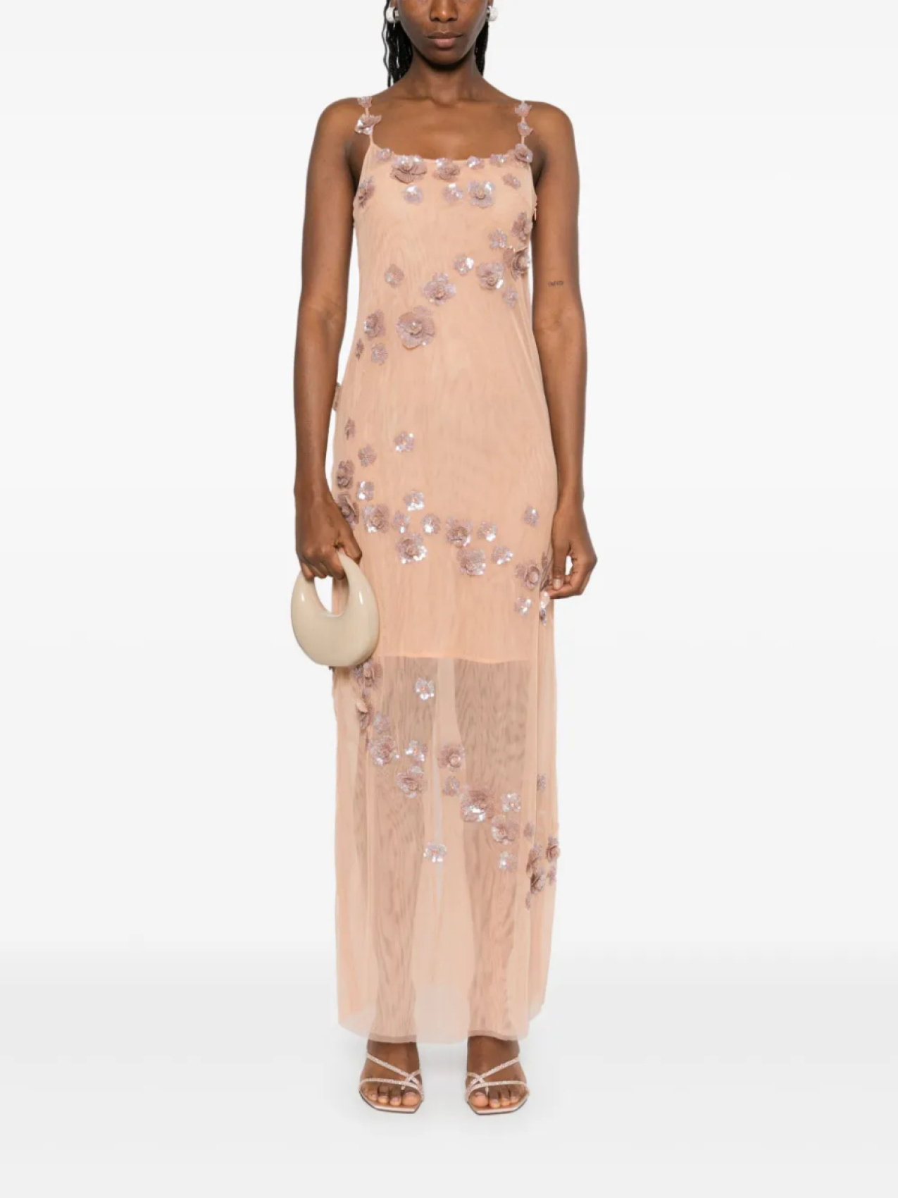 Платье Blumarine Sequined Tulle Maxi, розовый — фото 2