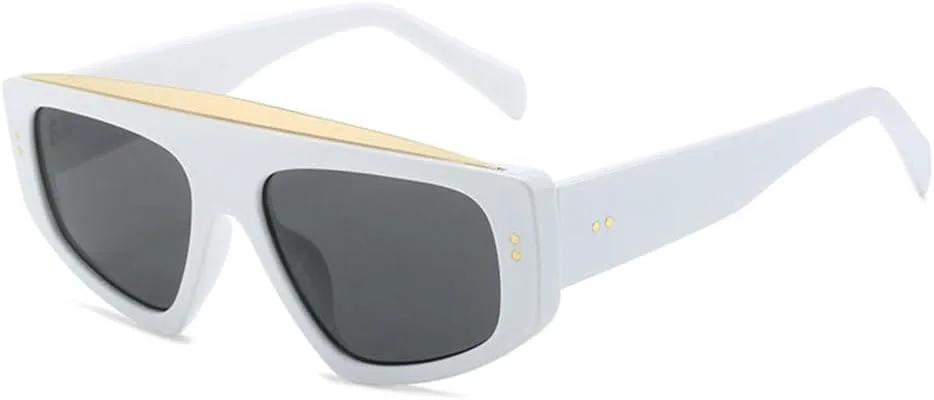 

Солнцезащитные очки в стиле панк 2027 года для женщин и мужчин, ретро-квадратные очки, женские солнцезащитные очки с защитой от УФ-излучения UV400 MTZJH, White Black