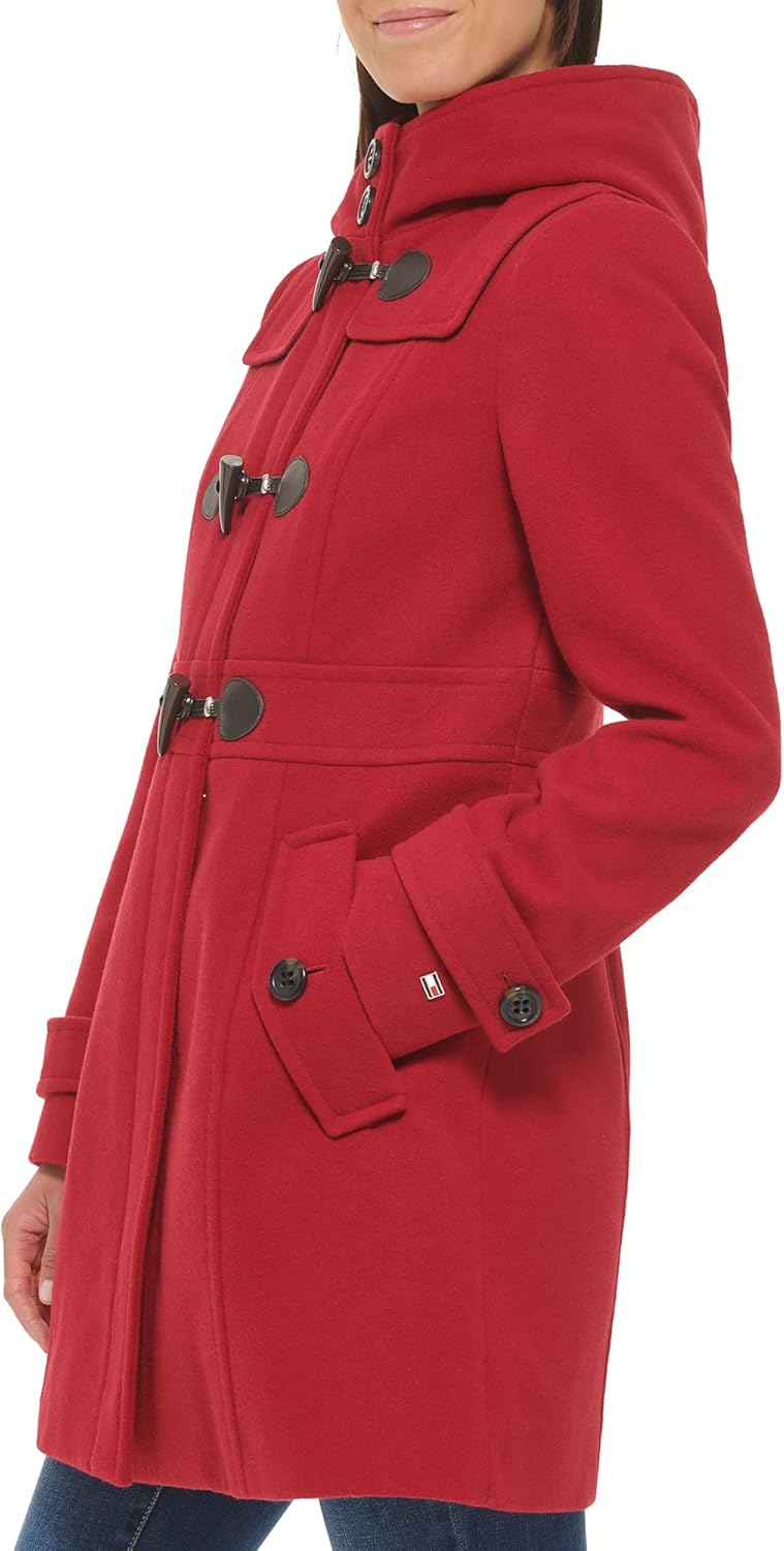 Женская мягкая куртка-бушлат Tommy Hilfiger Luxe с капюшоном, Red — фото 2