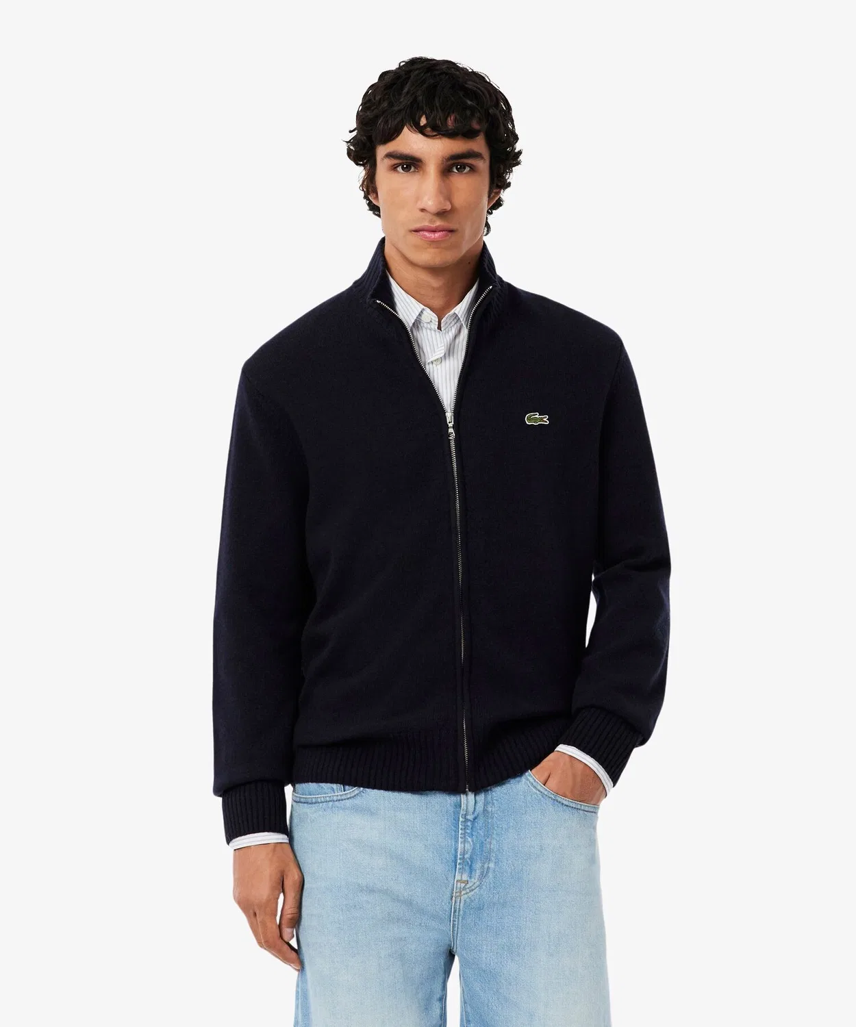 Свитер Lacoste с молнией, тёмно-синий