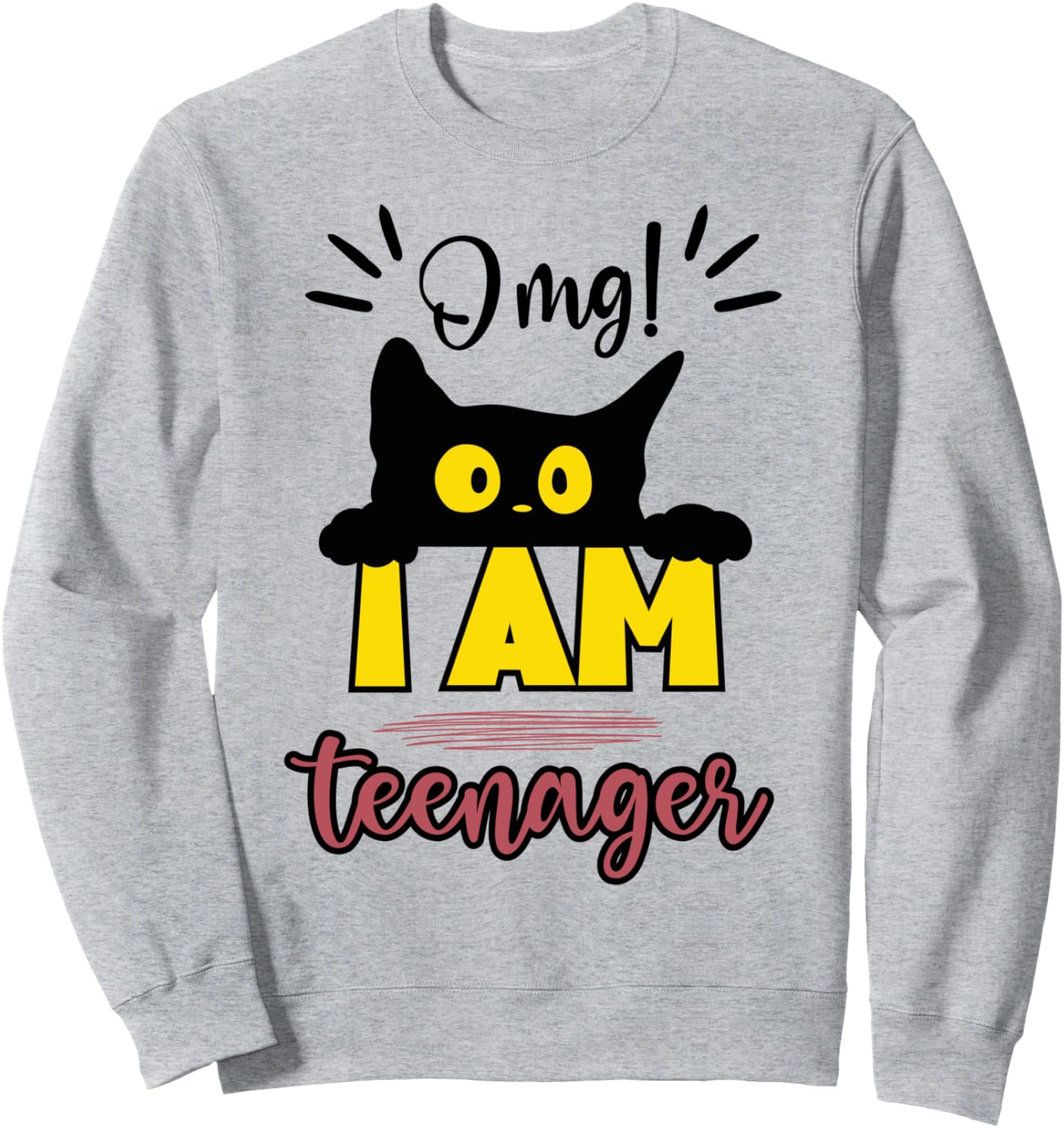 

О боже! Мне 13 лет, я подросток! Милая забавная толстовка с кошечкой для вечеринки в честь дня рождения, серая Family Look Cute Funny Cat Decorations Gifts