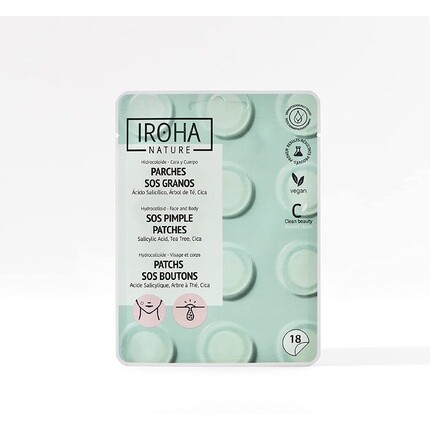 

Зерновые патчи Iroha Nature Sos с салициловой кислотой, чайным деревом и центеллой азиатской, Iroha Nature