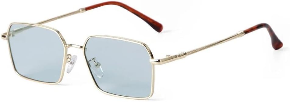 

Модные прямоугольные солнцезащитные очки для женщин и мужчин, коричневые с синим оттенком, узкая металлическая оправа, дорожные солнцезащитные очки для мужчин UV400, SUN1300 Generic, C4