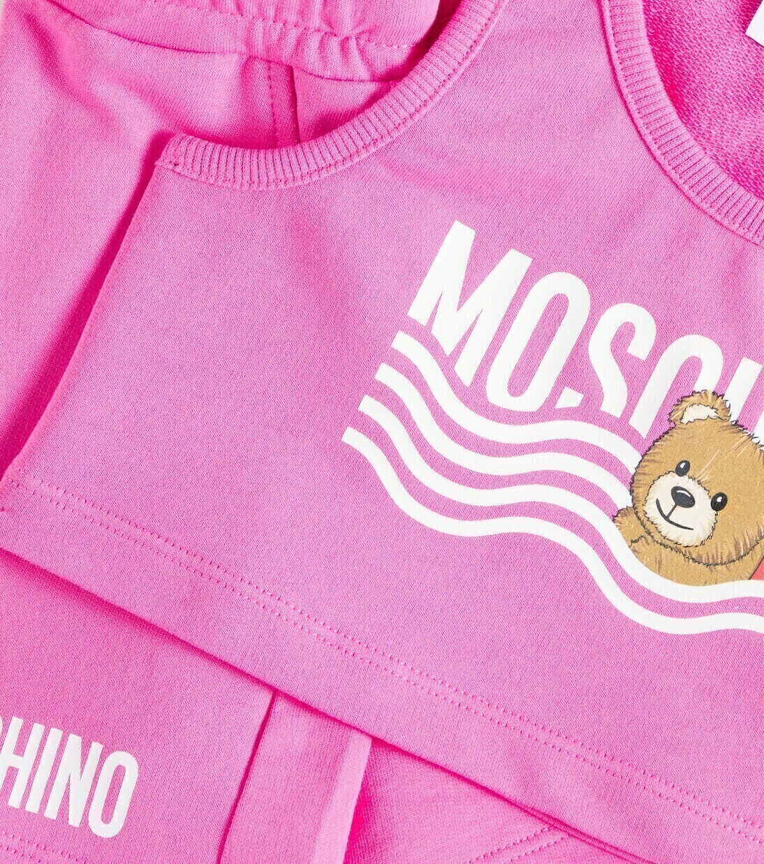 Комплект из хлопкового джерси Teddy Bear: рубашка и шорты Moschino Kids, Azalea Pink — фото 3