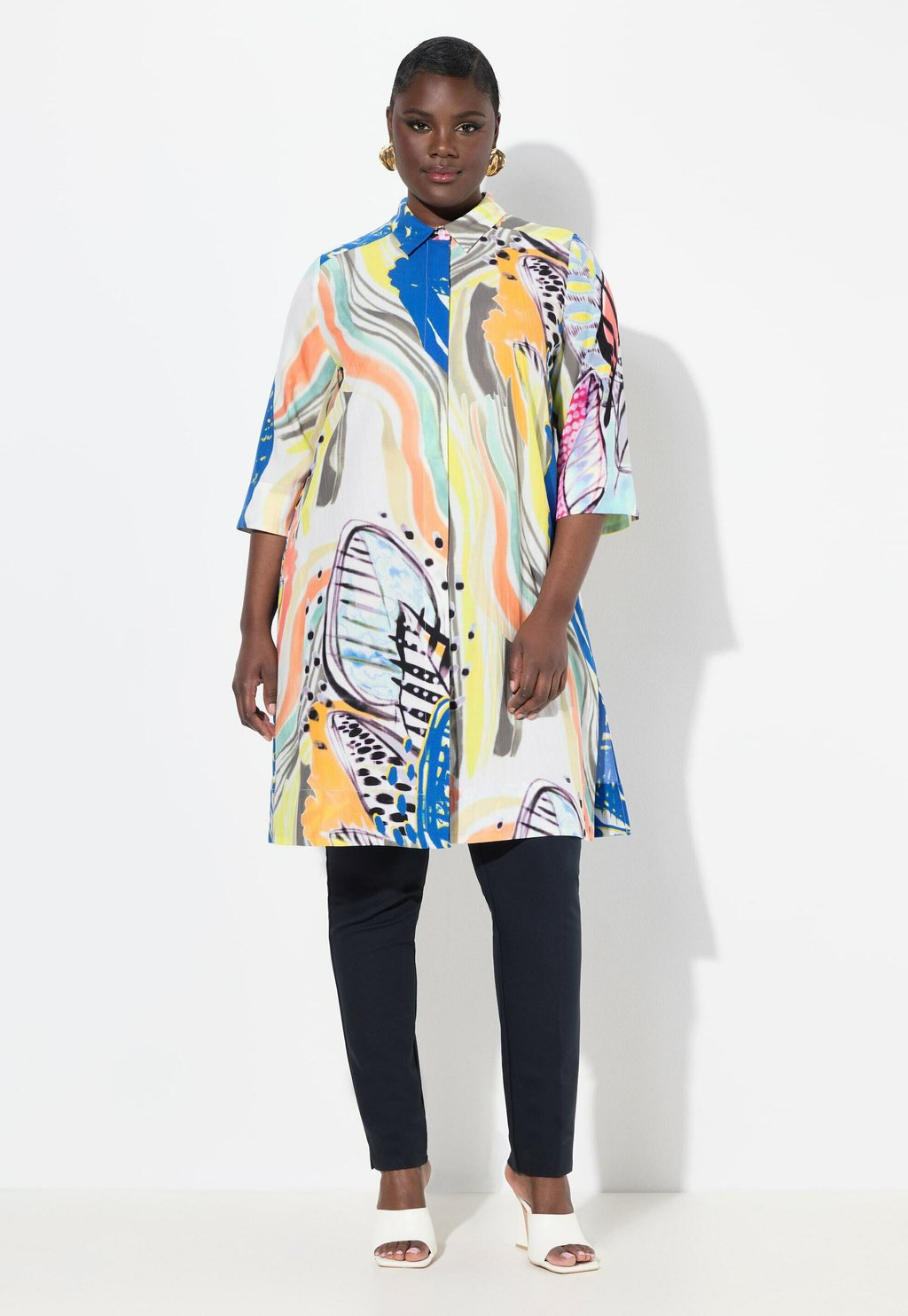 

Платье-рубашка 3/4 SLEEVE Ulla Popken, синий
