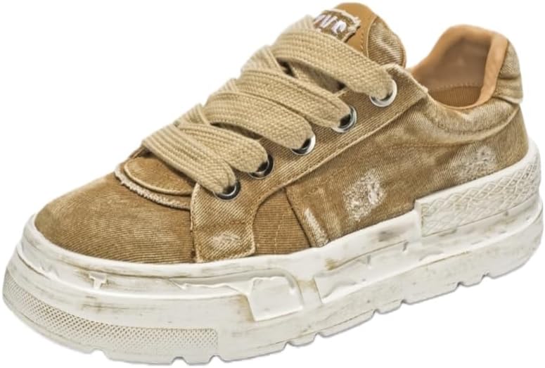 

Мужские повседневные кроссовки с толстой подошвой, ретро, с круглым носком - модные, увеличивающие рост, на все сезоны, для школы и на улицу Fusecottc, хаки