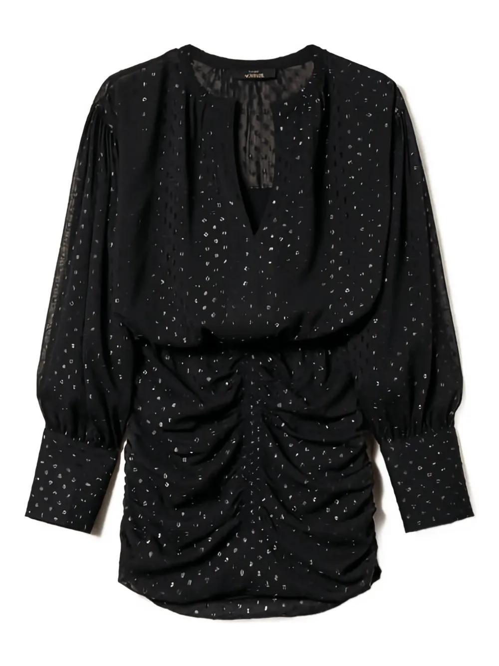 

Мини-платье с металлическими точками и присборенной отделкой TWINSET, черный