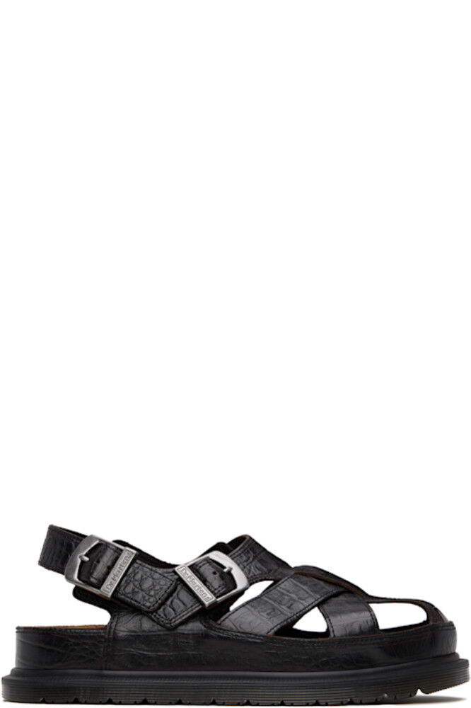 Коричневые сандалии Fisherman из крокодиловой кожи Analine Dr. Martens