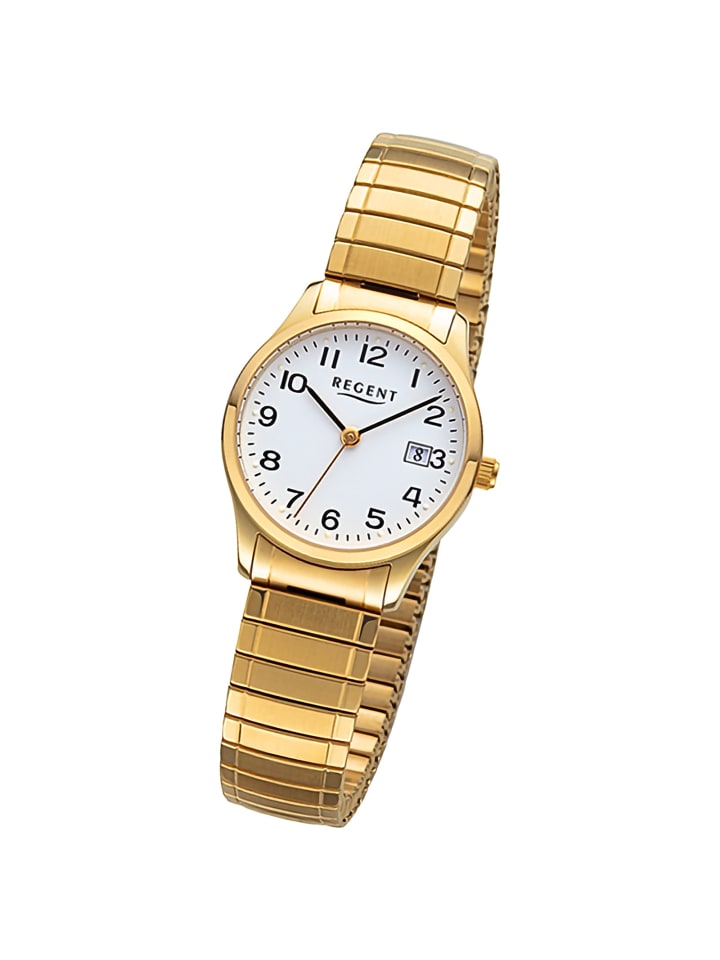 

Аналоговые наручные часы Regent, металлический браслет, золото, малый размер (примерно 27 мм)