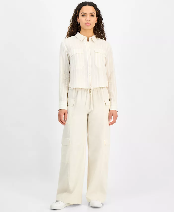 

Брюки-карго Petite с высокой талией и завязкой на талии DKNY Jeans, коричневый/бежевый