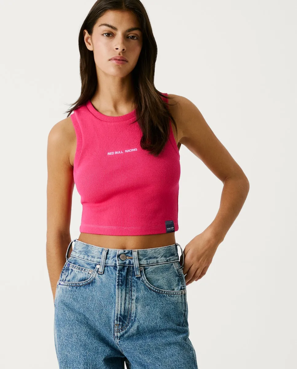 

Женский укороченный топ из рубчатой ткани Pepe Jeans, фуксия