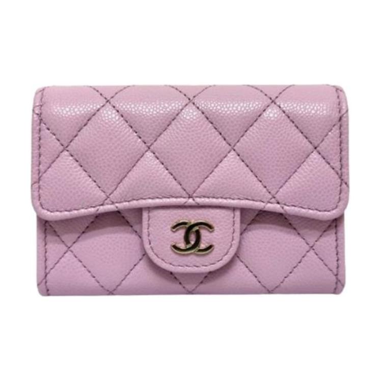 

Зернистая Кожа Личи Зернистая Телячья Кожа Визитница Женская Розовая CHANEL