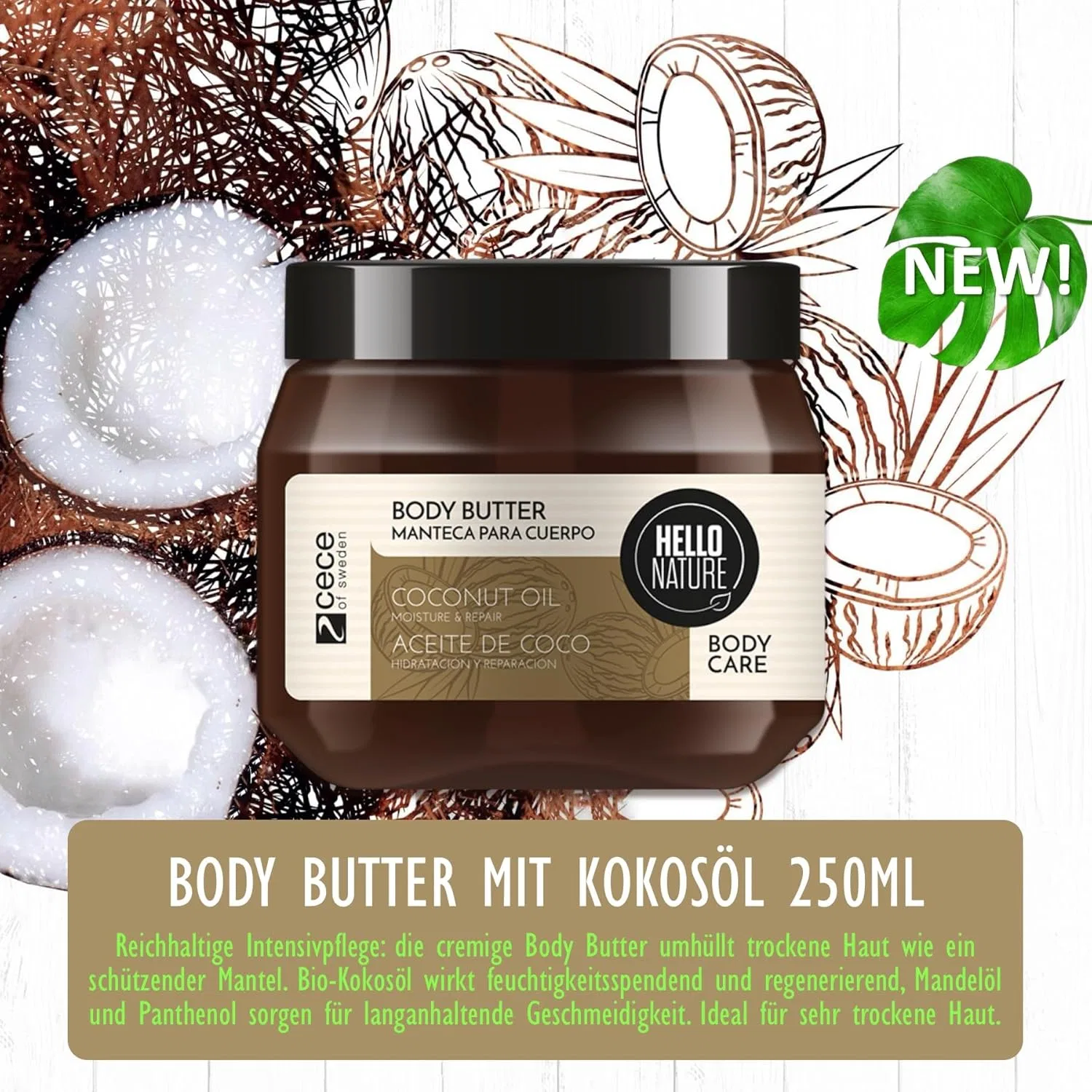 Набор для ухода за телом P-Beauty с органическим кокосовым маслом P-Beauty Cosmetic Accessories, Set 4 Shower Gel + Butter + Milk — фото 3