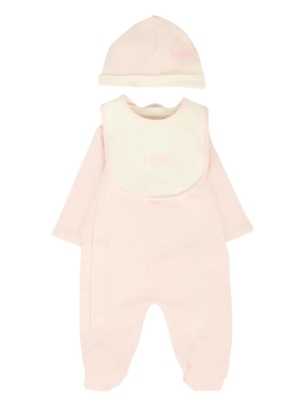 Комплект для новорожденного с вышитым плюшевым мишкой FENDI KIDS, розовый — фото 4