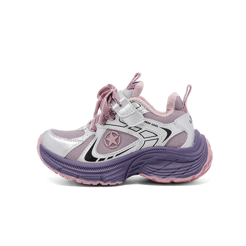 

Детские хлопковые кроссовки Running Collection Slip Resistant Abrasion Resistant Jeep, розовый/фиолетовый[thin cotton]