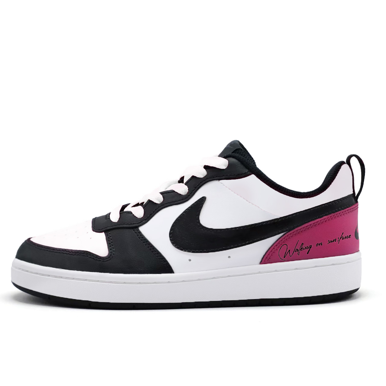 

Nike Court Borough Pink Black Intertwined низкие детские скейтбординг кроссовки Black White Pink для подростков