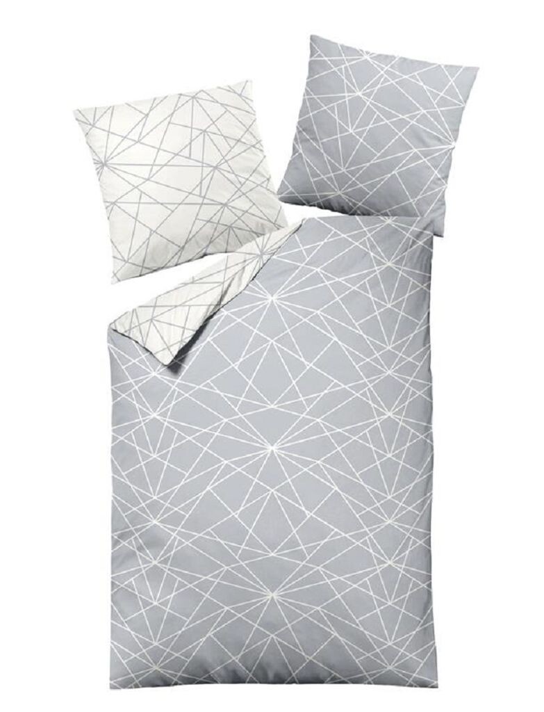 

Постельное белье Dormisette Beaver, 4 предмета, серый серебристый 65101-08 | Комплект постельного белья из 100% хлопка | 4 предмета: 2 двусторонних постельного белья 135х200 см и 2 подушки 80х80 см | Геометрический узор Wülfing