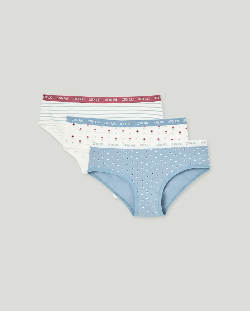 

Набор из 3 трусов с разными узорами на бедрах Cotton Juice, мультиколор