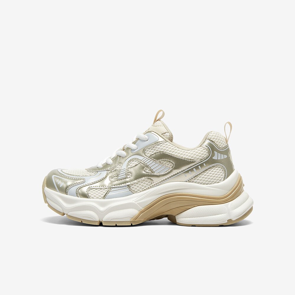 

Кроссовки женские толстые низкие Basto, цвет Gold/Beige