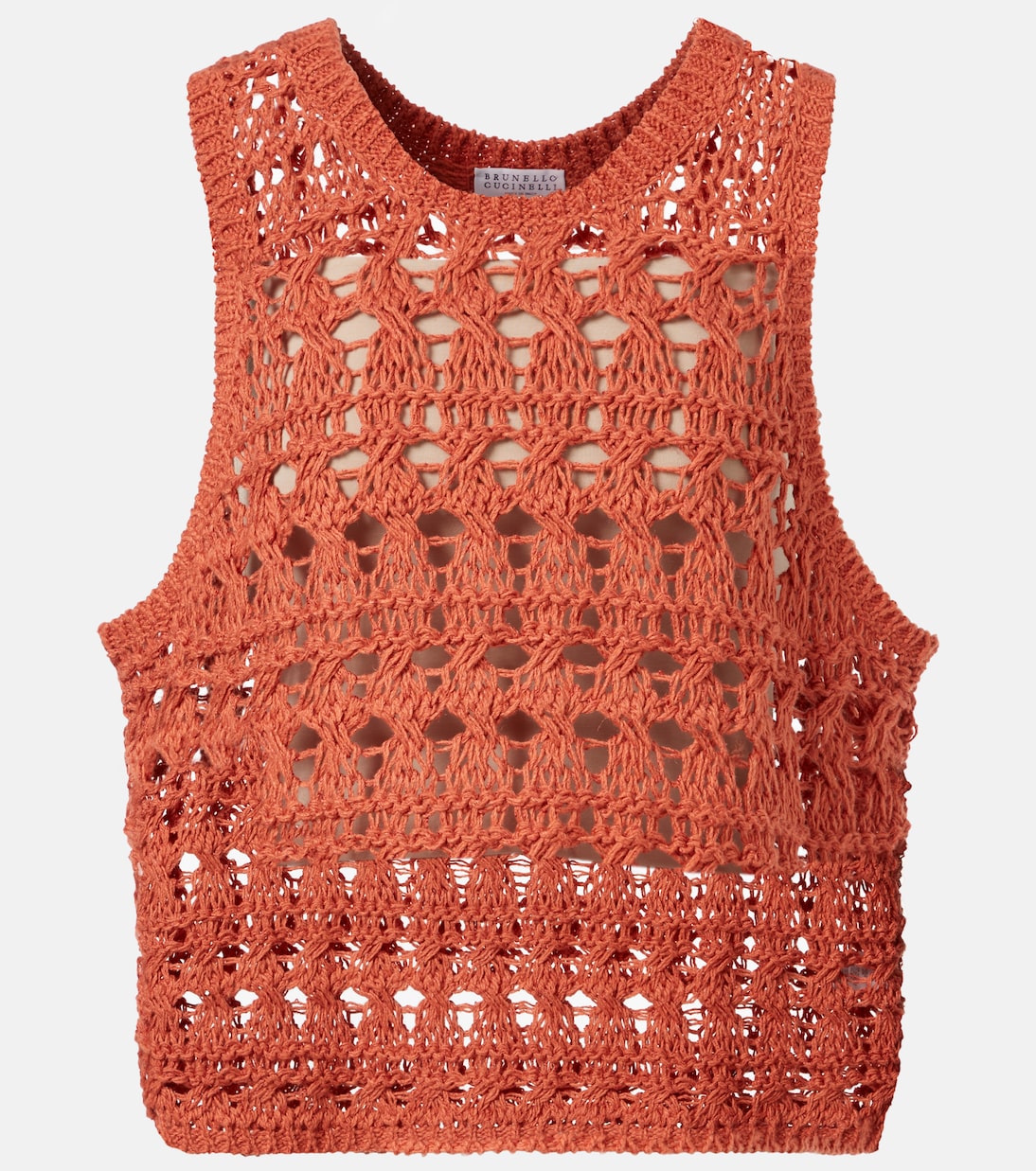 

Жилет-свитер из смеси джута и хлопка Brunello Cucinelli, Tangerine