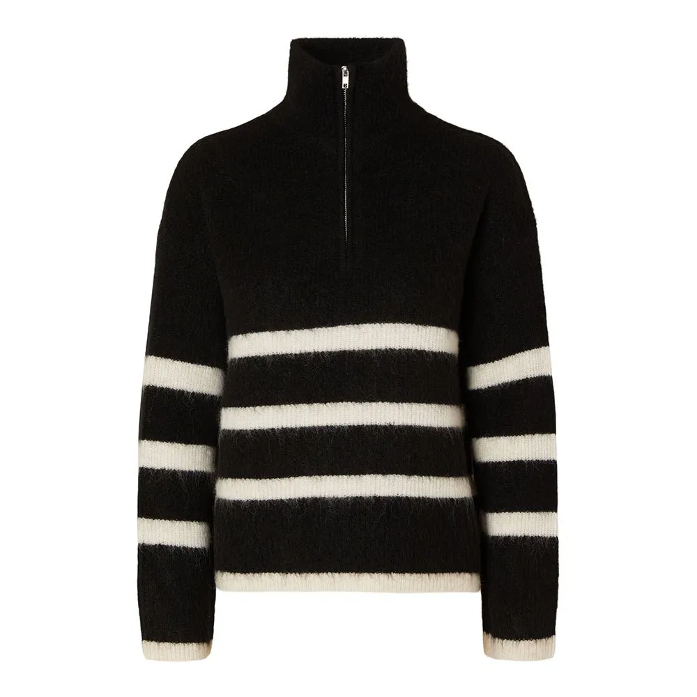 

Свитер Selected Maline half zip, черный