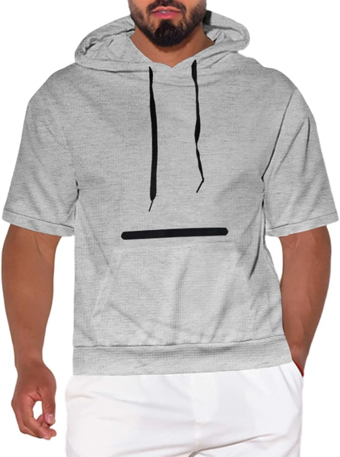 

Мужская футболка с капюшоном и карманами на шнурке xoxingysm