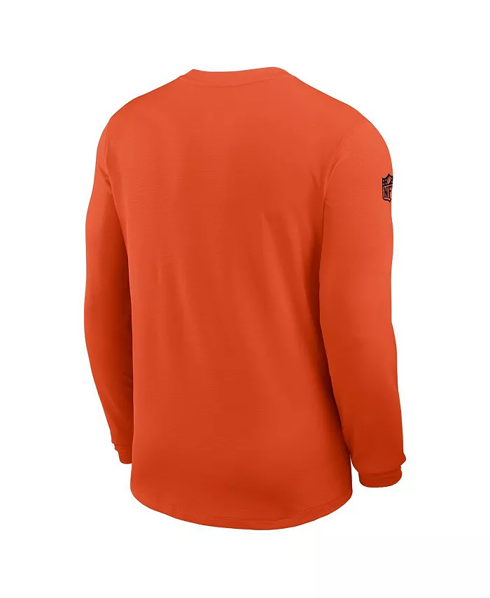 Мужская оранжевая футболка с длинным рукавом Cincinnati Bengals Sideline Coach UV Performance Nike — фото 3